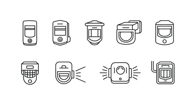 Collection of line art icons representing modern kitchen appliances and gadgets vector