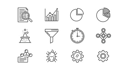 Collection of hand drawn doodle icons representing business analytics data and strategy concepts vector