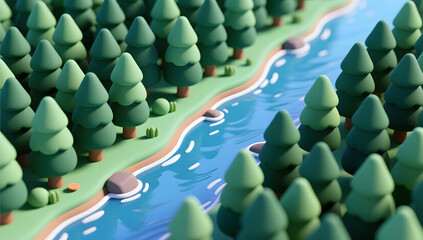 Obraz premium 3D Rendered Illustration Design of a River Journey