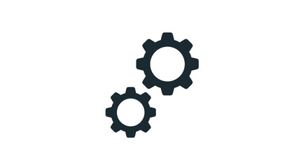 Two interlocking black gears symbolizing connection teamwork and mechanical engineering process vector