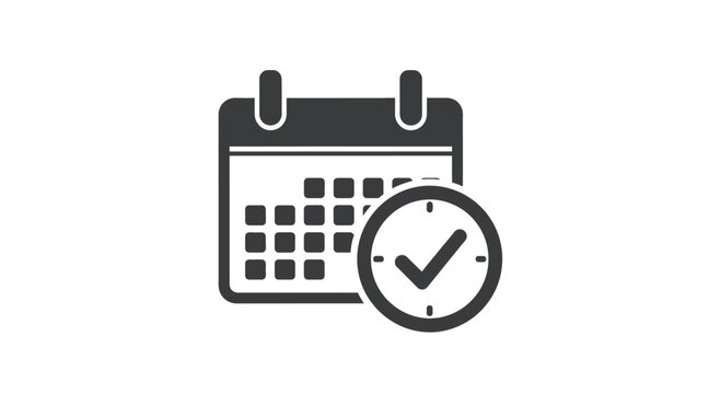 Calendar with clock icon symbolizing scheduling appointments dates and time management planning vector