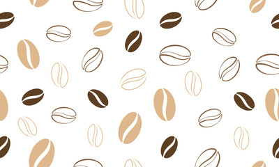 Coffee beans seamless pattern. Coffee background.