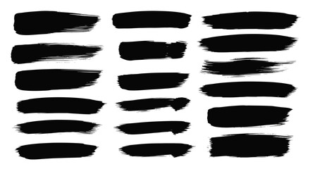 Collection of Bold Black Brush Strokes on a White Background Perfect for Graphic Design Elements and Artistic Projects