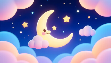 Dreamy Cartoon Night Sky for World Sleep Day