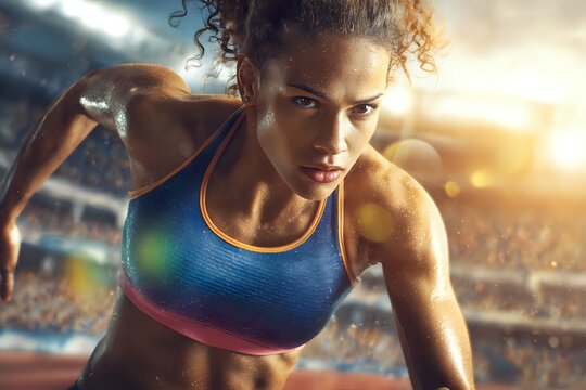 Unleashed: The Sprinting Spirit of a Female Athlete - Powered by Adobe