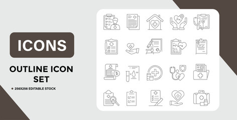 Healthcare and Medical Outline Icon Set for Design and User Interfaces