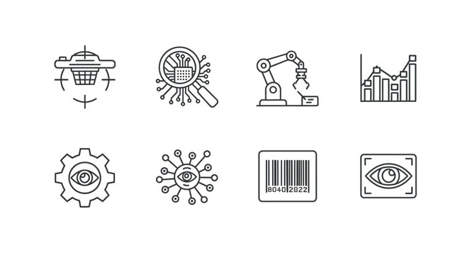 Modern technology icons representing innovation industrial automation data analysis and future business concepts vector