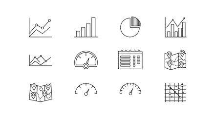 Fototapeta premium Collection of hand drawn business and financial chart icons for data analysis and reporting vector