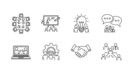 Fototapeta premium Modern business icons representing collaboration teamwork strategy innovation ideas and partnership vector