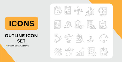 Business and Management Outline Icon Set for Web and Mobile Design
