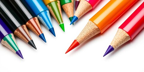 Fototapeta premium Close-up of colorful vector marker pen nibs on white background, vibrant, sharpie