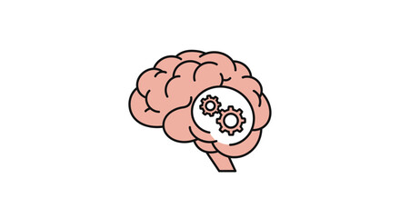 Human brain with gears inside symbolizing thought process intelligence and mental mechanics vector