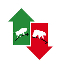 Market Momentum, Bull vs Bear Dynamics. Financial Growth and Decline Concept Vector Illustration.