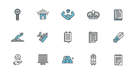 Collection of thin line icons representing business education and success concepts vector