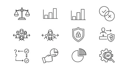 Doodle style icons for business strategy data analysis and security concepts collection vector