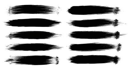 Collection of Black Paint Brush Strokes and Grunge Textures for Artistic Design Elements
