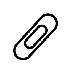 Obraz premium Black outline paperclip icon symbolizing office attachment, document organization, and digital link functionality.