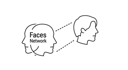 Conceptual network of human faces connecting ideas through communication and technology vector