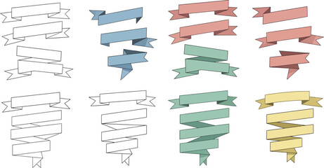 Collection of Blank Ribbon Banners for Design
