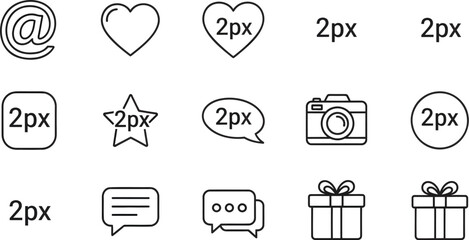 Set of Simple Line Icons for Social Media and Communication Applications