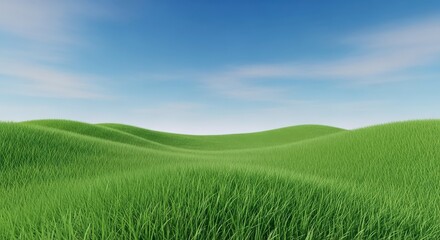 Vast Rolling Green Hills Under a Blue Sky
