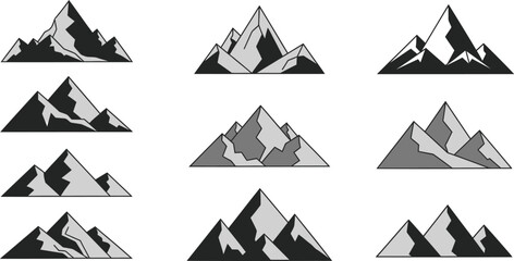 Diverse Mountain Peak Illustrations Collection