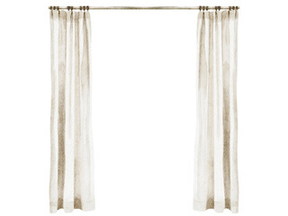 Pair of sheer white curtains watercolor