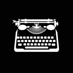 Classic Typewriter Icon with Bold Red Accents on a Black Background