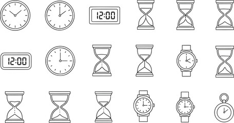 Collection of Timekeeping Devices Icons