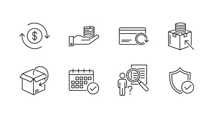 Set of icons representing financial transactions business services and secure operations for digital use vector
