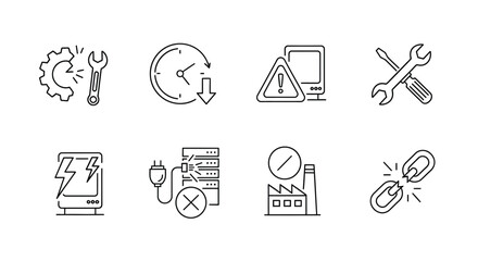 Set of business icons representing technical support maintenance and it solutions vector