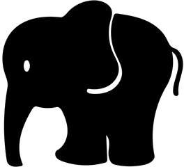 Elephant Cartoon Illustration – Cute Animal Silhouette Vector on White Background © Rizky