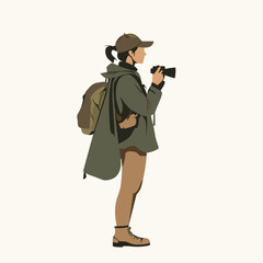 Naklejka premium Vector Art of Woman Trekker on Neutral Background