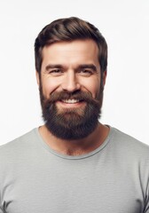 Fototapeta premium Portrait of smiling man with beard for movember men's health awareness month design