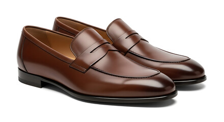 Naklejka premium Designer loafers mockup, plain elegant leather, isolated on white background