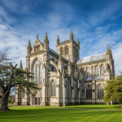 Fototapeta premium St. andrew's day celebration at grand cathedral with majestic architecture and lush greenery