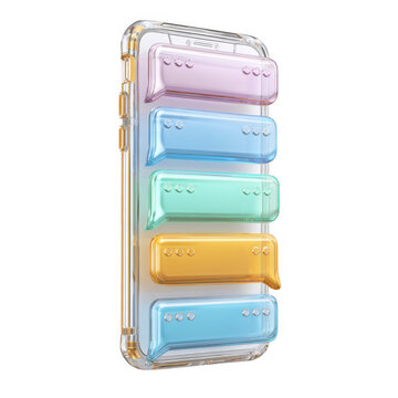 Colorful Protective Phone Case with Unique Bubble Design for Smartphones isolated on transparent background.