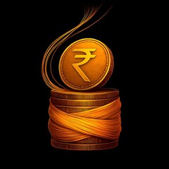 Rupee coin stack wrapped in silk threads