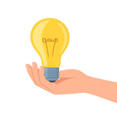 Hand Holding Light Bulb Symbolizing New Idea 
