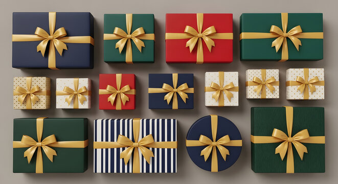 Festive array of elegantly wrapped gifts for celebrations and holidays, a perfect blend of joy and anticipation for special moments