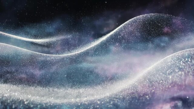 Sound waves traveling through space. See the abstract visualization of vibrating air molecules compressing and rarefying.