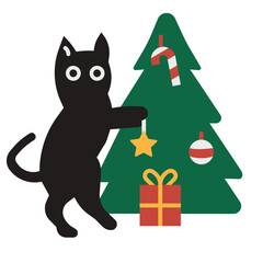 Christmas tree with cat 