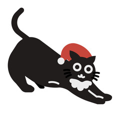 Lazy cat with Santa Claus hat