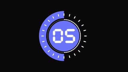 10 second rotating circle countdown timer in purple and white digital flat motion. 4K alpha animation perfect for presentations and social media intros. Countdown from 10 to 0 seconds. - Powered by Adobe