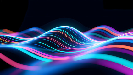 Abstract luminous line particles form the background of scientific and technological elements