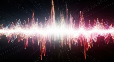 Abstract waveform with light spikes and radial lines against a dark background