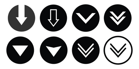 Down arrow icon set. vector illustration