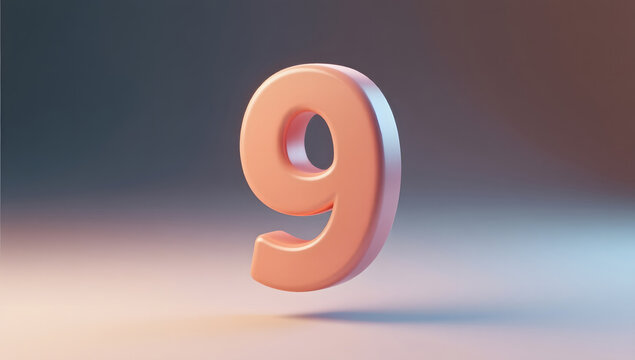 3d number 9, 3D rendering, anniversary birthday party celebration countdown concept illustration
