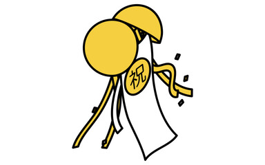 イベントアイコン、お祝いの垂れ幕つきのくす玉のシンプルなアイソメトリックイラスト