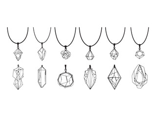 Gemstone pendant line art timeless beauty